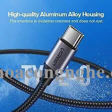 Ugreen 60130 0.5m cáp usb ra type c bọc nhôm màu bạc US288 30060130